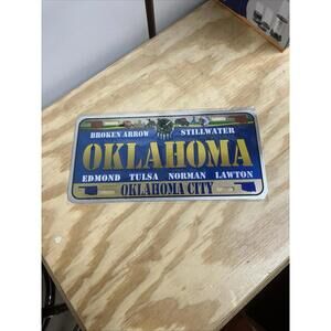 Oklahoma Multiple Cities Metal Front License Plate Embossed Metal